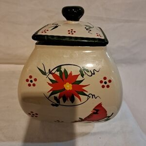 Temptations Old World Poinsettia Cookie Jar
